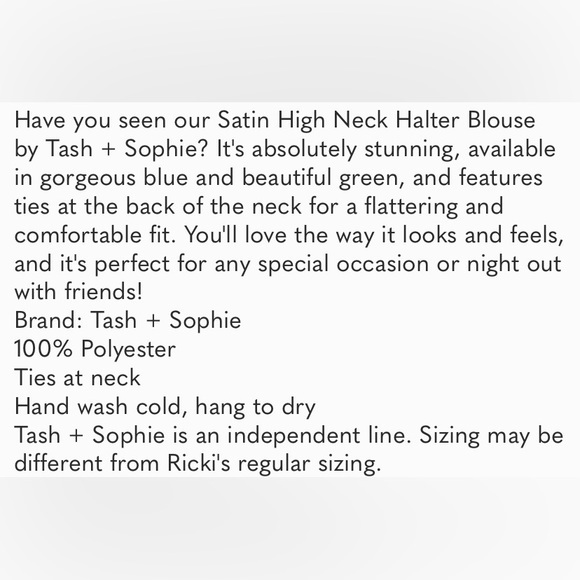 Tash + Sophie Satin High Neck Halter Blouse - Picture 8 of 8